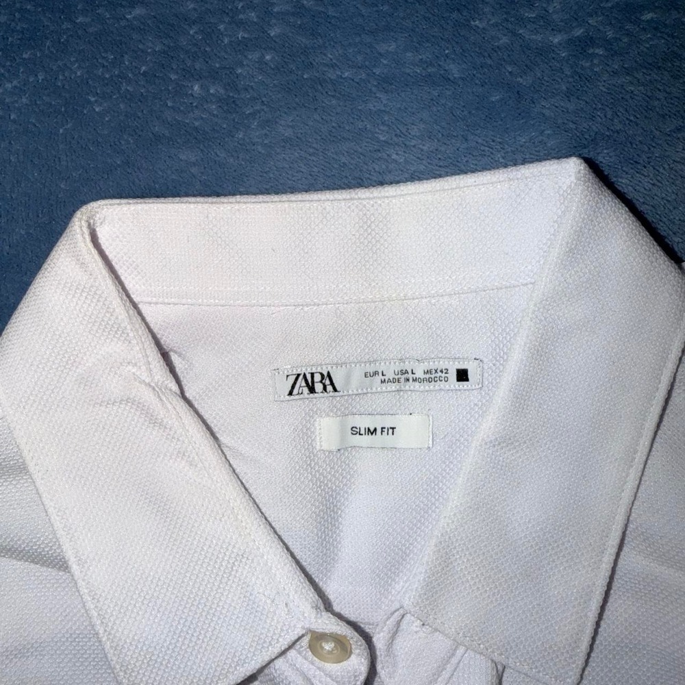 Zara White Slim Fit Long Sleeve Button Down Shirt - Picture 4 of 5
